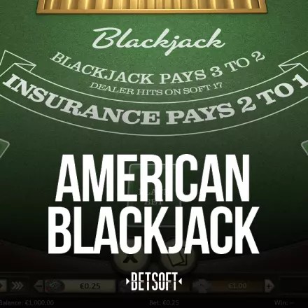 American Blackjack online game logo by Betsoft Gaming on bestpayoutonlinecasinos.ca