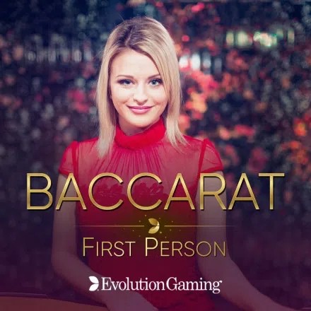 First Person Baccarat slot logo by Evolution at bestpayoutonlinecasinos
